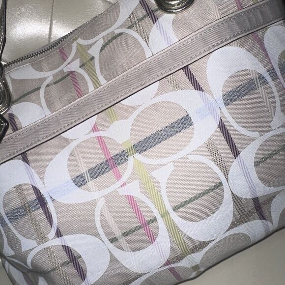 Coach Tattersall Sequin Lurex Metallic Signature Sateen GlamTote - Picture 5 of 13